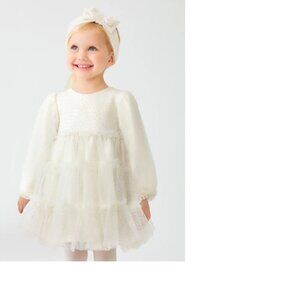 Abel & Lula Plumeti Cream Dot Tulle Dress Cream Baby Toddler 36M
